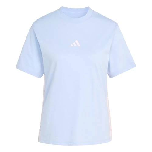 Offerta a tempo: adidas Femme Essentials 3-Stripes Cotton T-Shirt, Glow Blue/Clear Pink, M - 22% da 28.00 € a 21.90 €
