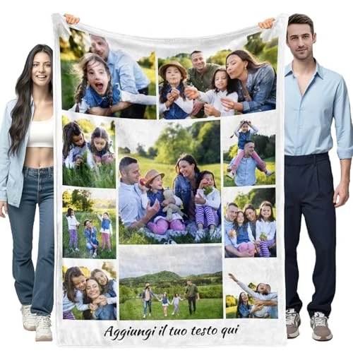 Bemaystar Gepersonaliseerde deken met foto en tekst, plaid, cadeau voor Moederdag, Vaderdag, verjaardag, jubileum en koppels