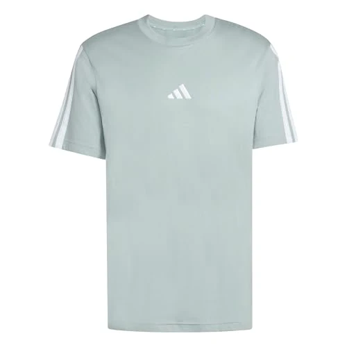 adidas Men's Essentials Three Stripes Single Jersey TEE, Wonder Sage/White, L
