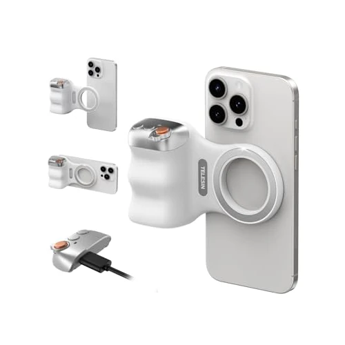 TELESIN Fun Shot Impugnatura Smartphone, Magnetica Impugnatura per Smartphone con Telecomando Bluetooth Staccabile, Filettatura da 1/4, Compatibile con iPhone & Android, Selfie Vlog