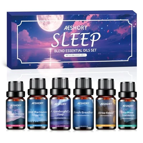 Limited-time offer: Aeshory 6 x 10ml Sleep Essential Oils Blend Set for Diffusers for Home, Natural Aromatherapy Oil - Fresh Breathe, Stress Relief, Stop The Snore, No More Insomnia, Sweet Dreams, A Goodnight's Sleep from 9.99 GBP to 8.49 GBP (save 15%)