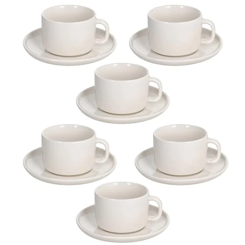 Begrenztes Angebot: Tognana Edge, Set mit 6 Teetassen mit Untertasse 220 cc, New Bone China, Weiß von 27.70 EUR auf 27.70 EUR (Rabatt 0%)