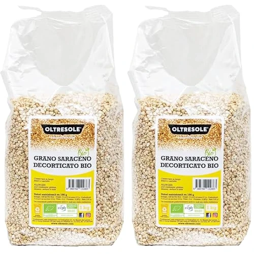 Offerta a tempo: Oltresole, Grano Saraceno Decorticato Biologico 1 Kg, Cereale Crudo Non Trattato Termicamente, da Coltivazione Biologica, Confezione Ideale per Famiglie (Confezione da 2) - 46% da 18.28 € a 9.80 €