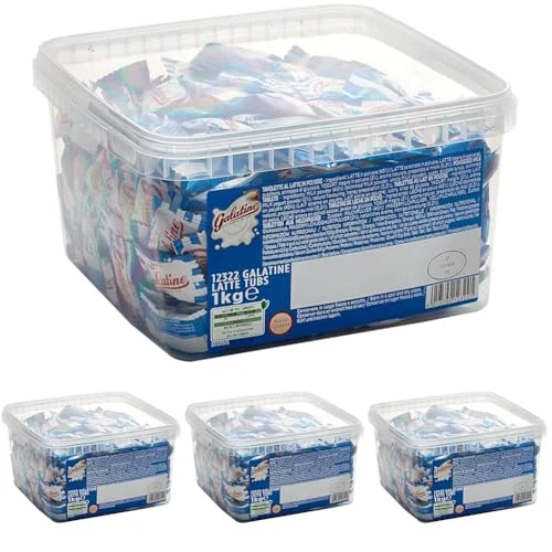 Offerta a tempo: Galatine - Caramelle al Latte Incartate Singolarmente, Vaschetta di Tavolette al Latte, Formato Convenienza - Barattolo da 1 Kg (Confezione da 4) - 31% da 86.64 € a 59.96 €
