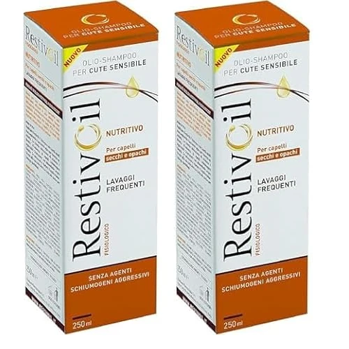 RestivOil Shampoo Fisiologico Nutriente per Capelli, Olio Fisiologico con Azione Idratante Protettiva e Riparatrice, per Capelli Secchi e Opachi, 250 ml (Confezione da 2)