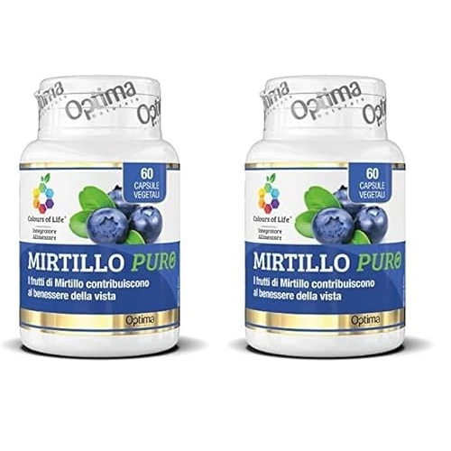 Offerta a tempo: Colours of Life Mirtillo Puro - Integratore di estratto di Mirtillo nero titolato in antocianidine - Microcircolo e capacità visiva - Senza Glutine e Vegano, 60 capsule vegetali (Confezione da 2) - 52% da 33.80 € a 16.12 €