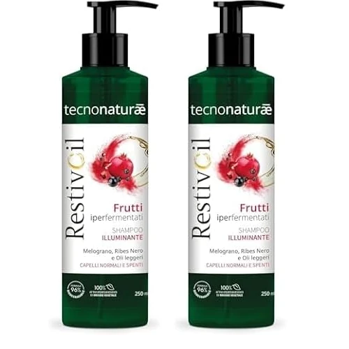 RestivOil Tecnonaturae Shampoo Illuminante Capelli Normali Frutti Iperfermentati Oli Leggeri Biodegradabile 250ml (Confezione da 2)