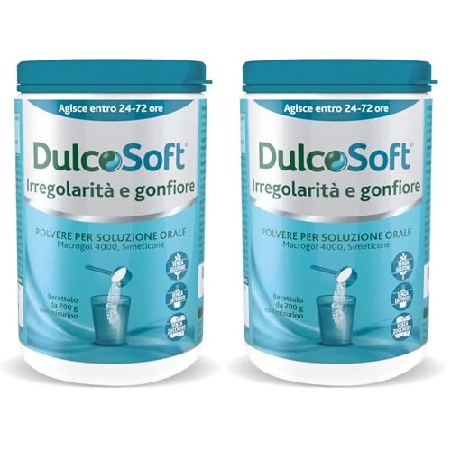 DulcoSoft Irregolarità e Gonfiore, Lassativo Delicato con Macrogol e Simeticone, Senza Glutine Senza Zucchero Senza Lattosio - Rimedi Stitichezza Adulti e Bambini, per Stipsi e Pancia Gonfia (200g)