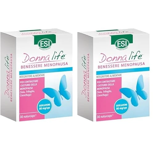 ESI - Donna Life Menopausa, Integratore Alimentare a Base di Isoflavoni da Soia e Trifoglio, Favorisce la Regolazione Ormonale, Senza Glutine e Vegano, 30 Naturcaps (Confezione da 2)