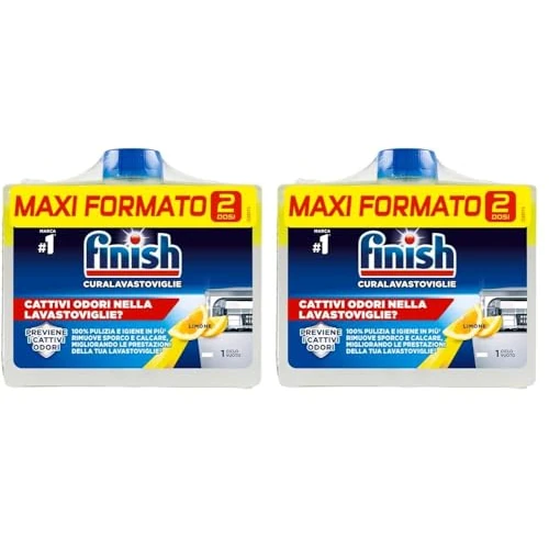 Finish Curalavastoviglie, Additivo Lavastoviglie, 2 Prodotti da 250 ml, Limone. Rimborso di 2€, ovvero sia 1€ per ogni prodotto con il bollino acquistato (Confezione da 2)