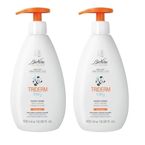 Bionike Triderm Baby - Bagno Crema Neonato e Bambino Deterge Delicatamente e Protegge Pelli Secche e Irritate, per Idratazione e Morbidezza, 500 ml (Confezione da 2)