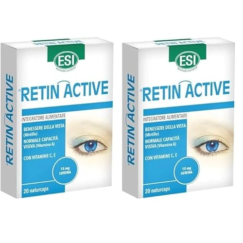 ESI - Retin Active, Integratore Occhi Alimentare a Base di Vitamina E e A, Senza Glutine, 20 Naturcaps (Confezione da 2)