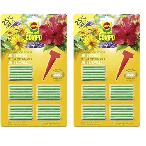 COMPO Concime in Bastoncini Universale, A Lenta Cessione, Nutrimento Completo per Tutte Le Piante in Vaso da Appartamento, Balcone o Giardino, 30 Bastoncini (Confezione da 2)
