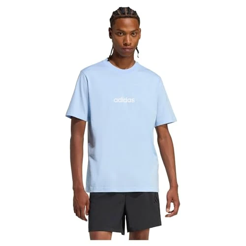 Offerta a tempo: adidas Homme Essentials Linear Single Jersey Tee, Glow Blue/White, L - 39% da 20.00 € a 12.25 €