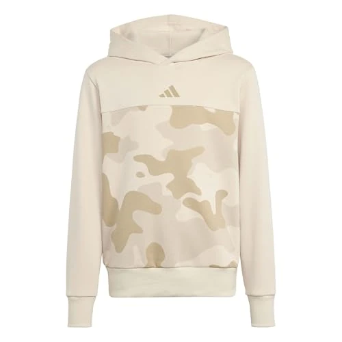 adidas Unisex - Bambini e Ragazzi Seasonal Essentials Camo Fleece Hoodie Juniors, Crystal Linen/Hemp, 9-10 Years