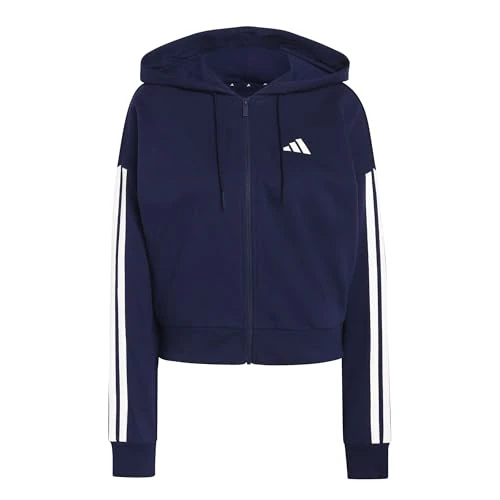 Beperkte aanbieding: adidas Mujer ESSENTIALS 3-STRIPES FRENCH TERRY FULL ZIP HOODIE, dark blue/white, XL van 46.81 EUR naar 46.81 EUR (besparing 0%)
