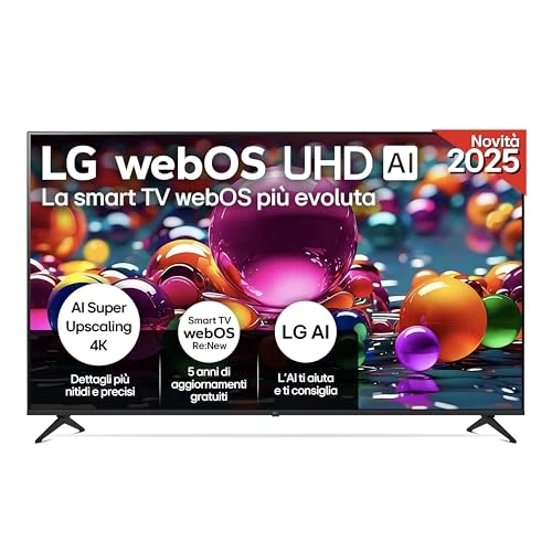 LG WebOS UHD AI UA75 TV 86 pulgadas, Smart TV 4K Ultra HD, Procesador α7 Gen8, webOS con AI, modo cinemaker, HDR10, Gaming con VRR 4K @ 60Hz, Game Optimizer, Wi-Fi, 86UA75006LA 2025