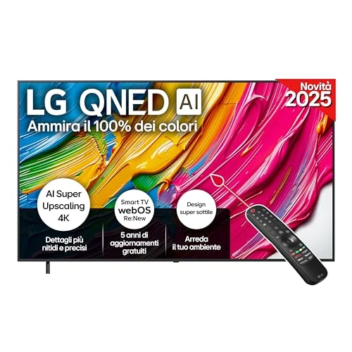 Offerta a tempo: LG QNED AI QNED80 TV 86 pollici, Smart TV 4K, Processore α7 Gen8, Dynamic QNED Color, Design Super Slim, webOS con AI e telecomando puntatore AI, Gaming con VRR 4K@60Hz, 86QNED80A6A 2025 - 0.00% da 1249.00 € a 1249.00 €