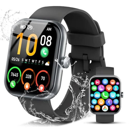 Smart Watch for Men Women Make/Answer Calls, 1.96'' HD Fitness Watch with 110+ Sports Modes, Heart Rate Sleep Monitor Activity Fitness Tracker Step Counter Smartwatch for Android iOS Waterproof