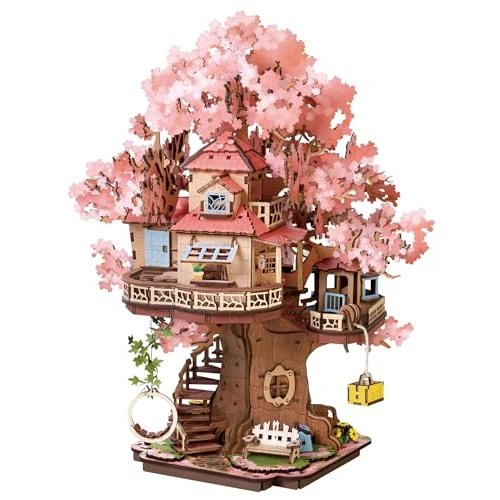 Oferta limitowana: Rolife Puzzle 3D dla dorosłych, miniaturowy model domu na drzewie Sakura, zestaw budowlany 3D Puzzle dla dorosłych do budowania, drewniany model, zestaw budowlany, dekoracja domu i regału na książki z 191.99 zł na 191.99 zł (oszczędź 0.
