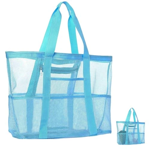 Tijdelijke aanbieding: Strand speelgoed tas groot, 43 × 39 × 20 cm strandtas net tasi voor zand speelgoed, water speelgoeds, herbruikbare net tass zand speelgoedi met tasi voor strand, vakantie, reis, sportschool van 10.99 EUR naar 10.99 EUR (korting 0%)