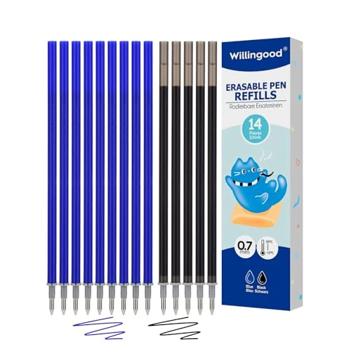 Limited-time offer: Refill for Erasable Gel Pens, Compatible with Legami [9 Blue and 5 Black, Pack of 14] Height 13 cm, Thermosensitive Ink, 0.7 mm Tip, Particularly Suitable for School from 8.16 GBP to 8.16 GBP (save 0%)