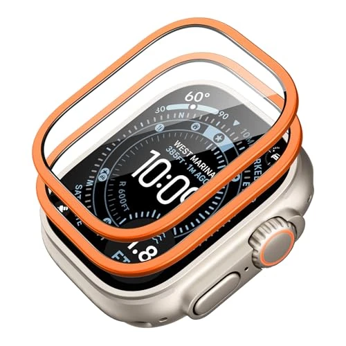 Limited offer: ESR 2 Pack Armorite Screen Protector for Apple Watch Ultra 3/2/1 (2025/2024/2023/2022,49 mm), Military Grade Protection, Tempered Glass Film with Aluminum Alloy Frame, Anti-Scratch, Orange from 15.99 EUR to 13.59 EUR (save 15%)