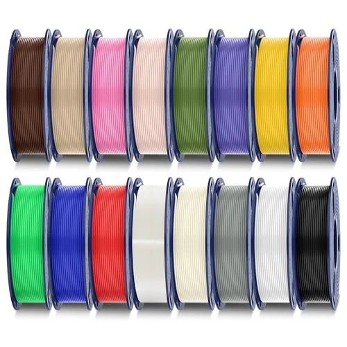 SUNLU PLA Plus Filament 16 Farben Bundle, Multicolor PLA+ 3D Drucker Filament 1.75 mm, Einzeln Vakuumverpackt, 0.25kg/Spule, Insgesamt 4kg, 16 Spulen​