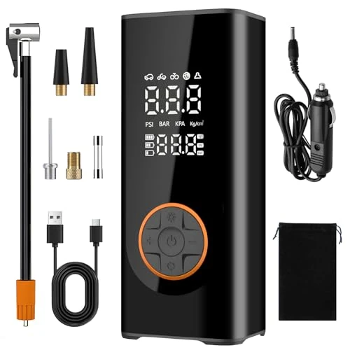 Digitale Bandenopblazer,Draagbare Luchtcompressor,Autobandenpomp,Ondersteunt Vooraf Ingestelde Bandenspanning en Automatisch Uitschakelen voor Autobanden en Andere Opblaasbare Apparaten