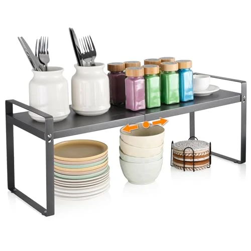 Offerta a tempo: VINATO Mensola Cucina Regolabile (37-62 cm) – Scaffale Salvaspazio, Organizer Cucina Modulabile per Spezie, Barattoli, Libri - 19% da 33.99 € a 27.54 €