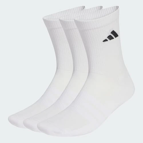 adidas Unisex CUSHIONED SPORTSWEAR CREW SOCKS 3 PAIR PACK, white/white/black, 10.5-12.5