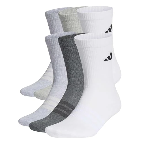 Oferta limitada: adidas Unisex adulto Cushioned Crew Socks 6 Pair Pack, white/light grey heather/medium grey heather/dark grey heather, 40-42 de 23.00 € a 16.99 € (ahorro 26%)