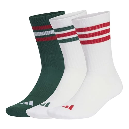 Offerta a tempo: adidas Unisex - Adulto 3STRIPES CUSHIONED SPORTSWEAR CREW SOCKS 3 PAIR PACK, team dark green/white/better scarlet, 42-45 - 11% da 15.00 € a 13.41 €