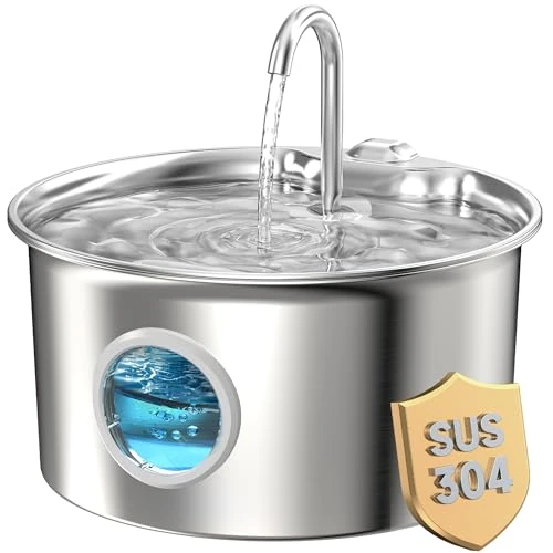 Zeitlich begrenztes Angebot: Katzenbrunnen Edelstahl Trinkbrunnen für Katze: Katzen Trinkbrunnen Leise - 2.6L Automatic Katzentrinkbrunnen mit Wasserstandsfenster - Haustierbrunnen für Kleine Hunde - Mehrschichtiges Filtersystem von 25.99 € auf 19.97 € (2