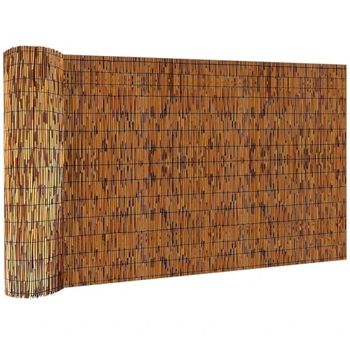 KOIUEYW Privacy Screen, Reed Mat, 90 x 500 cm, Premium Reed Mats, Privacy Fence, Sun Protection, Wind Protection & Weatherproof, Reed Mat Beach for Garden, Balcony, Patio, Pergola - Brown