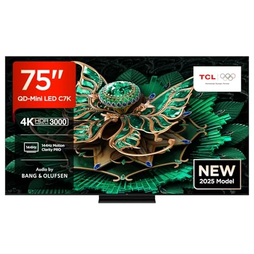 Limitiertes Angebot: TCL 75C7K 75 Zoll QD-Mini LED Fernseher, 4K HDR Premium 3000, Smart Google TV mit 144Hz Motion Clarity Pro (Dolby Vision IQ & Atmos, CrystGlow HVA Panel) von 1499.00 EUR auf 1499.00 EUR (Spare 0%)
