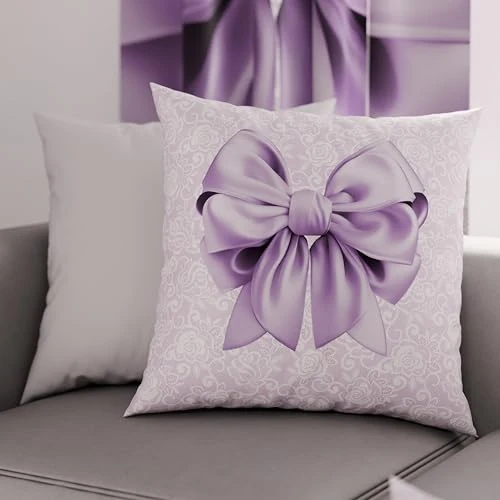 Oferta limitowana: PETTI Artigiani Italiani - Para poszewek na poduszki 40 x 40 cm, para poszewek na poduszkę z kokardą liliową, 100% hipoalergiczna mikrofibra, 2 sztuki, Made in Italy z 155.01 zł na 30.84 zł (oszczędź 80.1%)