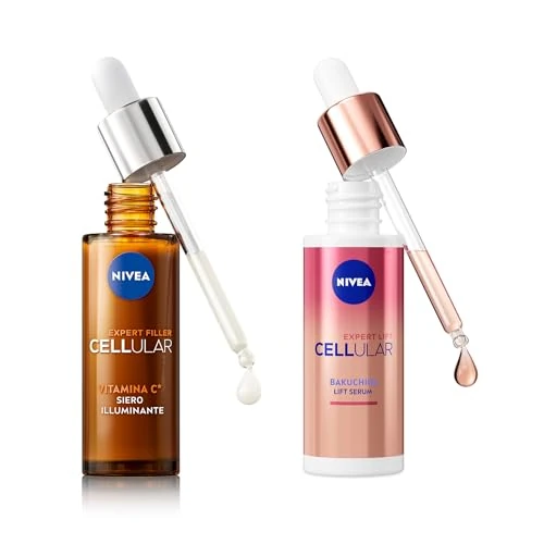 Offerta a tempo: NIVEA Cellular Expert Skincare Kit, Set skincare completo con Siero Viso Bakuchiol Effetto Lifting 30 ml e Siero Vitamina C Illuminante 30 ml per una pelle rassodata e luminosa - 16% da 16.73 € a 14.10 €