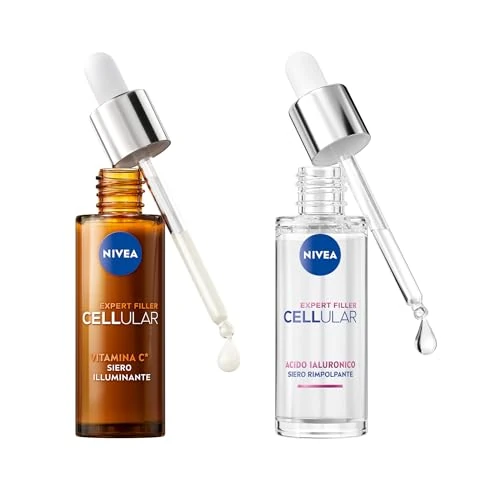 NIVEA Cellular Expert Skincare Kit, komplettes Hautpflege-Set mit Hyaluronsäure-Serum, 30 ml und aufhellendem Vitamin C Serum 30 ml für eine aufgefüllte und strahlende Haut
