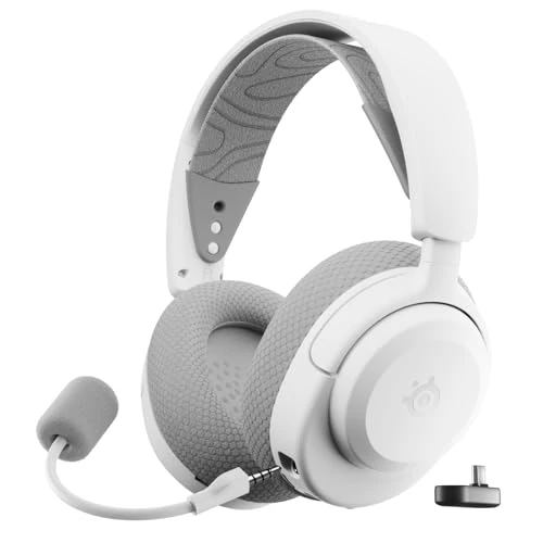 SteelSeries Arctis Nova 3P Wireless zestaw słuch. - kontrola aplikacji mobilnej - 40h baterii - Neodymowe przet. magn.- 2,4 GHz/Bluetooth - Odpinany mikrofon - PS5, PS4, PC, Switch - Biały