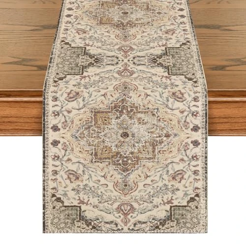 Artoid Mode Boho styl boho vintage beżowy bieżnik na stół, sezonowa dekoracja stołu kuchennego, dekoracja na imprezę domową, 40 x 140 cm
