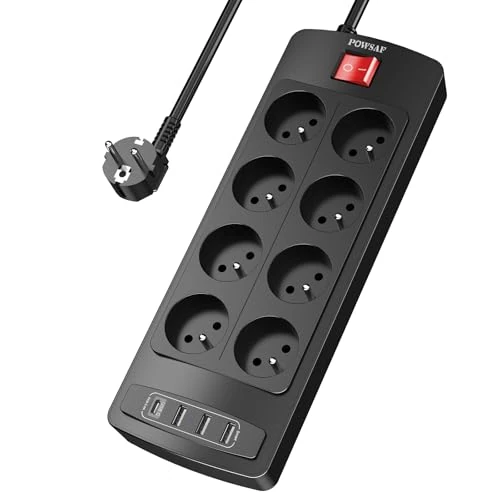 Zeitlich begrenztes Angebot: POWSAF Steckdosenleiste 12-in-1 mit 8 Steckdosen + 4 USB-Ports, Steckdosenleiste 3680 W/230 V mit Schalter, für Haus/Büro – Schwarz von 12.53 € auf 12.53 € (0.00% Rabatt)