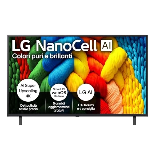 Oferta limitada: LG NanoCell AI NANO80 43 pulgadas, Smart TV 4K, procesador α7 Gen8, tecnología NanoCell, webOS con AI y control remoto puntero AI, modo de filmaker, Gaming con VRR 4K@60Hz, 43NANO80A6B 2025 de 317.73 EUR a 317.73 EUR (ahorro 0%)