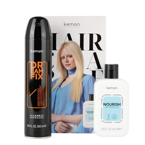 Offerta a tempo: Kemon - Nourish Dreamfix Bundle, Nutrimento Intenso e Tenuta Flessibile per Capelli Idratati e Definiti – 1 Nourish Shampoo 250 ml + 1 Dreamfix Lacca Spray 300 ml - 0% da 34.88 € a 34.88 €
