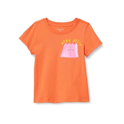 Amazon Essentials Girls' Short-Sleeve T-Shirts, Bright Orange Jelly, 2 Years