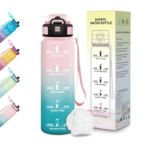 Motswedi Waterfles, 500 ml, BPA-vrij, kunststof fles, lekvrij, drinkfles voor meisjes, geschikt voor koolzuurhoudende dranken, ideaal voor yoga, school, outdoor-activiteiten, pastelgroen