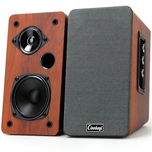 Głośniki półkowe zasilane prądem zmiennym 50 W, pasywny głośnik komputerowy 2.0 ze złączami Bluetooth/RCA/AUX/USB, telewizor/PC/laptop/gramofon głośnik z mocnym basem