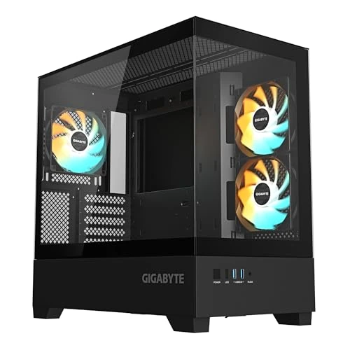 GIGABYTE C201 Panoramic Boîtier PC – Tour Moyenne, m-ATX, Prise en Charge radiateur 360 mm, 3 Ventilateurs préinstallés, USB 3.0, Compatible RGB Fusion