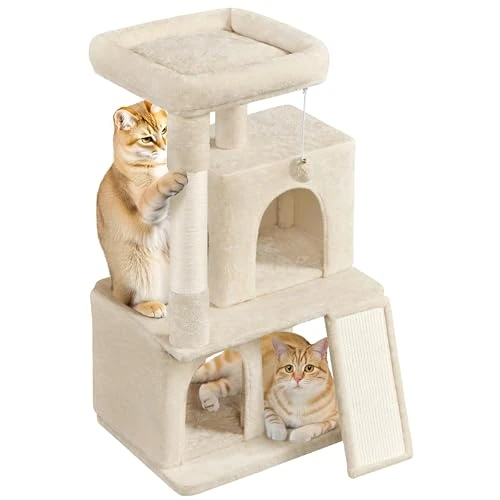 Offerta a tempo: Yaheetech Tiragraffi Albero per Gatti con Trespolo Grande 106 cm Gioco Giocattolo per Gatti Grigio Chiaro - 39% da 65.99 € a 39.99 €