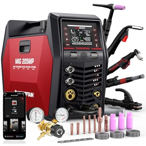 Offre limitée : ARCCAPTAIN MIG205MP Soudeuse 9‑en‑1 avec contrôle App iControl/Plasmasoudage/MIG pulsé/Flux Core/Spool Gun/DC HF/Lift TIG/Clean/MMA pour aluminium 230 V multi‑processus de 849.99 € à 849.99 € (0.00% de remise)
